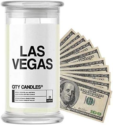Las Vegas City Cash Money Candles | $2-$2500 Inside | Guaranteed Rare $2 Bill | Choose from 30+ Scents | 21oz Jarโฆ