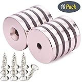 KYGNE 10 Pack Neodymium Disc Countersunk Hole Magnets, Strong, Permanent, Rare Earth Magnet with 10PACK Screws for Crafts