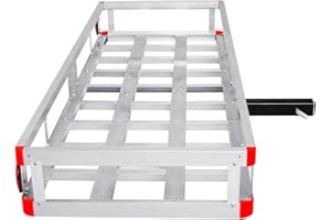 IRONMAX Hitch Cargo Carrier, 60” x 22” x 7” Trailer Hitch Mount Aluminum Cargo Carrier Fits 2” Receiver, Heavy Duty Vehicle Rear Cargo Basket for SUV, Car, Van, Truck, 500LBS Capacity