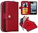 iPhone 5S/SE Wallet Case, HYSJY Magnetic Detachable PU Leather Wallet Purse for Women Men with Zipper, Credit Card Slots, Card Holer,Flip Slim Cover Case Fit iPhone 5/5S/SE (Zip-Red)