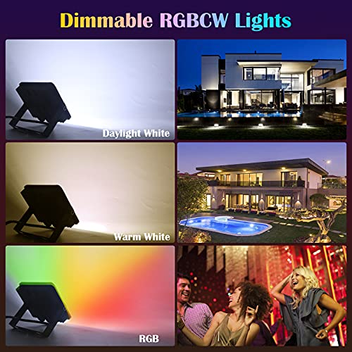Totofac 35W RGB LED Flood Lights, 100W Equivalent Outdoor, Color Changing Smart Floodlights, IP66 Waterproof, Timing & Music Sync & 2700K & 16 Million Colors for Stage Garden Party Halloween