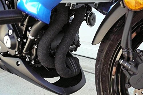 Black Fiberglass Thermal Header or Exhaust Wrap Pipe Heat Tape with Steel Zip ties 2" Wide x 25 ft Long