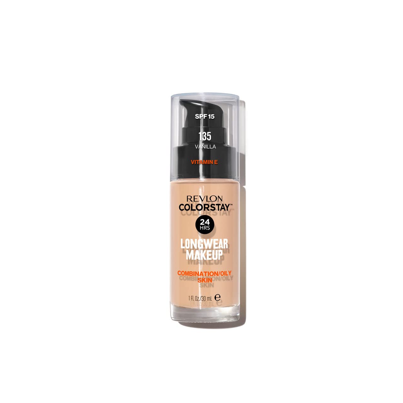 Revlon Colorstay Liquid Foundation Makeup for Combination/Oily Skin SPF 15, Longwear Medium-Full Coverage with Matte Finish, Vanilla (135), 30 ml