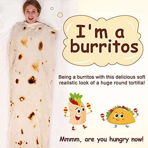 mermaker Burritos Tortilla Throw Blanket 2.0 Double Sided 71 inches for