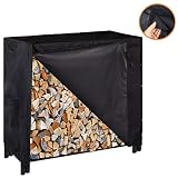 VIVOHOME 4-ft Waterproof Log Rack Cover, Heavy Duty 600D Oxford Outdoor Firewood Storage Cover with Zipper and Hook Loop Tape