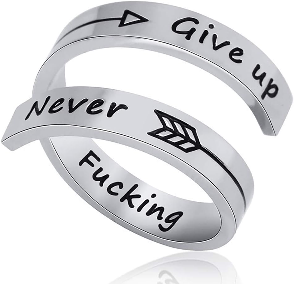 Gleamart Inspirational Ring Stainless Steel Engraved Keep Going Ring Gift