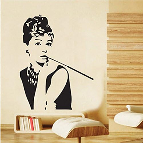 Sanbay Elegant Woman Audrey Hepburn Famous Person Wall Stickers Removable Mural Wall Decal for Study Room Home Decor