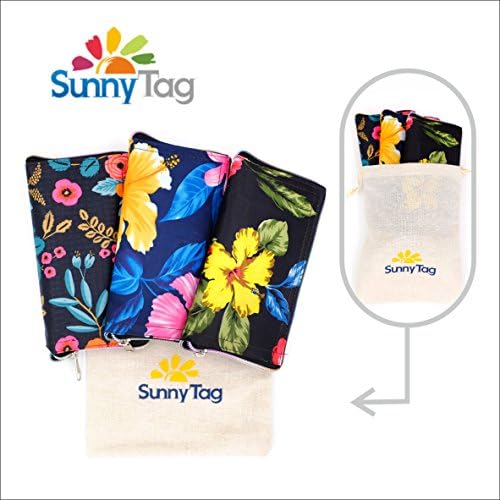 Sunny Tag Foldable Reusable Eco friendly Wallet Style Grocery Shopping Travel Bag Tote Pack of 3 Hawaii Flowers Water repellent, Washable, Hold up to 33 LBS or 15 KG