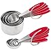 Measuring Cups and Measuring Spoons set by Chef U | Stainless Steel Measuring Cups and Spoons Set of 10 | Liquid Measuring Cup or Dry Measuring Cup Set | Stainless Measuring Cups | Nesting (Red)