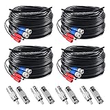 ZOSI 4 Pack 100FT 30M HD CCTV Video Power Wire BNC RCA Cord Cable for Security Camera DVR System