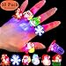 Gavoyeat Christmas LED Ring Luminous Flash Finger Rings Toys 50 Pack Party Favor Blinking Jelly Rubber Rings Kids Adults Gifts Box Sets
