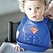 Bumkins Bibs, Silicone Pocket for Babies, Baby Bib for Girl or Boy, for 6-24 Months Up to Toddler, Essential Must Have for Eating, Feeding, Baby Led Weaning Supplies, Mess Saving, Superman DC Comics