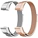 Oitom Fitbit Alta HR Accessory Bands and Fitbit Alta Band,New Fashion Stainless Steel Milanese Loop Wristband (2 Pack Silver+Rose Gold, Small 5.1