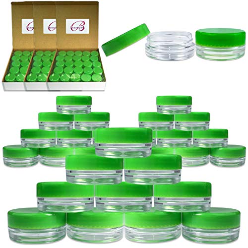 Beauticom High-Graded 3 Grams/3 mL BPA Free Thick Clear Acrylic Jars empty Container Silver Lid for Cosmetic, Lip Balm, Beads, Creams, Lotion, Liquids, Sample, Travel