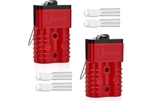Uddick 2PCS 175A 1/0-4 Gauge Battery Cable Quick Connect/Disconnect Connector Plug Kit with 2 Wire Harness dust Cover(Red 1/0AWG)