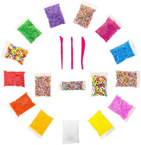 Large And Tiny Foam Beads For Slime For Kids And Adult (16 Pack)