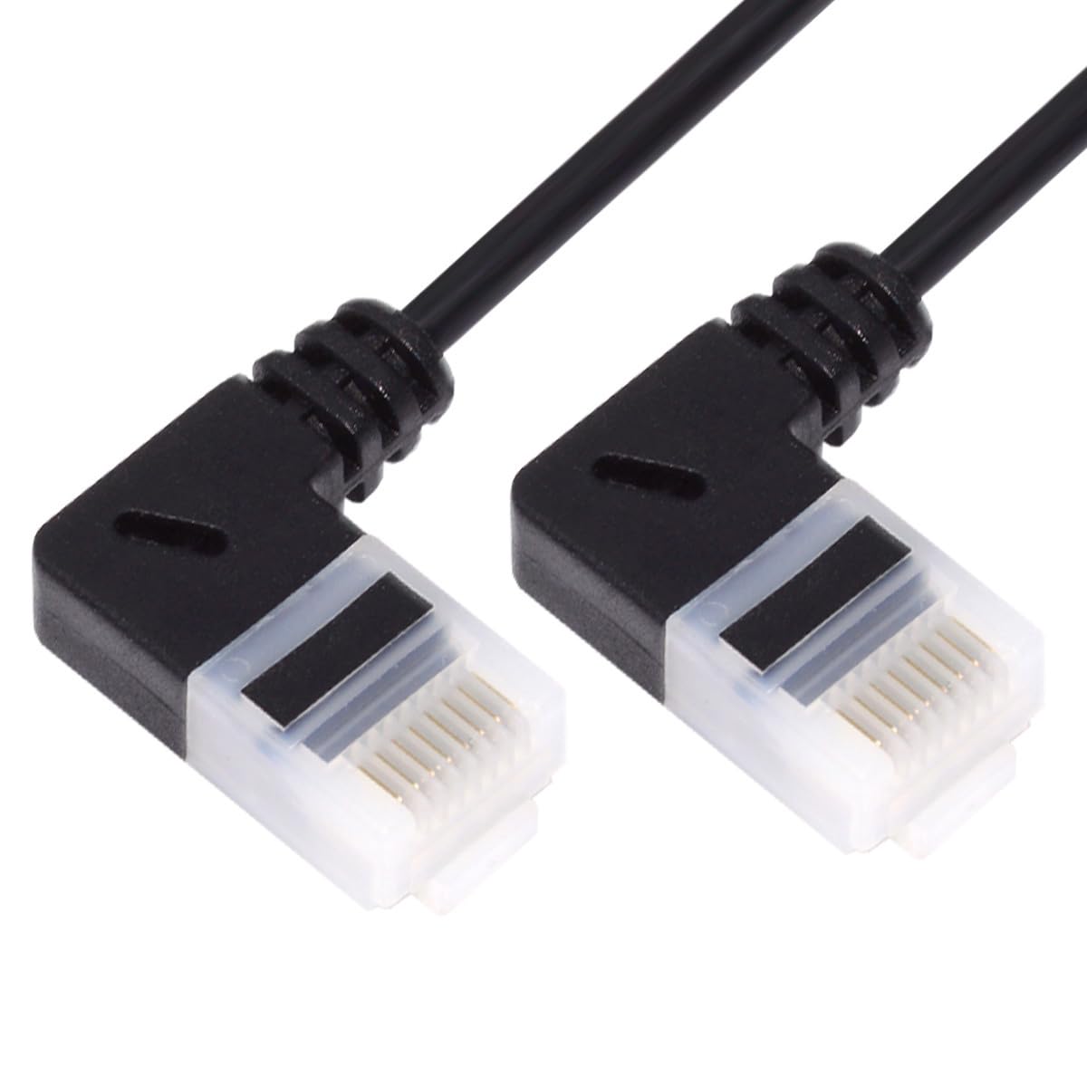 CY Ultra Thin Slim Cat6 Ethernet Cable RJ45 Left Angled 25cm UTP Network Cable Patch Cord 90 Degree Cat6a Lan for Laptop Router TV BOX