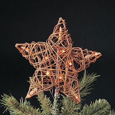 Amazon Com Kurt Adler 10 Light Indoor Rattan Natural Star Treetop Home Kitchen