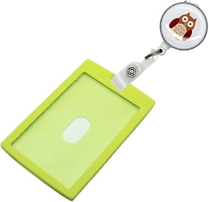 Amazon Co Jp パスケース Icカード ハードケース ぷっくりシール リール付 定期入れ Pp樹脂製 プラスチック 縦型 ふくろう 黄緑 家電 カメラ