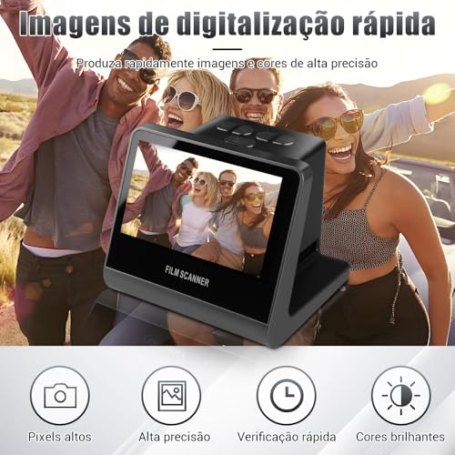 16GB Scanner de Filme de 24 Mp, Slides Coloridos e Preto e Branco em Fotos Digitais Nítidas Formato Jpeg, Negativos, Scanner de Filme Digital Suporta Conversão de Positivos Coloridos
