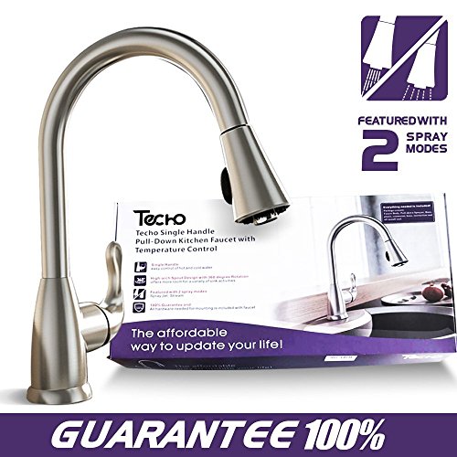 TECHO Modern Stainless Steel Kitchen Sink Faucet Single Handle With Pull Down Sprayer