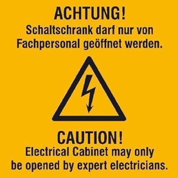 Indigos Ug Achtung Schaltschrank Darf Nur Von Fachpersonal Geoffnet Werden Warnschild Folie 10 5x10 5 Cm Sicherheit Buro Firma Warnung Amazon De Baumarkt