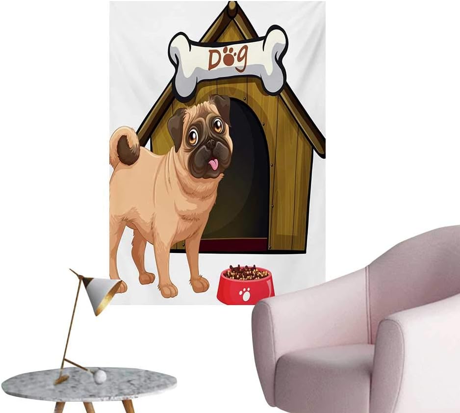Amazon Zhaoxuefa パグ 壁紙 かわいい犬の顔 花のアレンジメント 美しい花 動物 楽しいイラスト ティールグレー 面白いポスター W32 Xl36 ウォールステッカー オンライン通販
