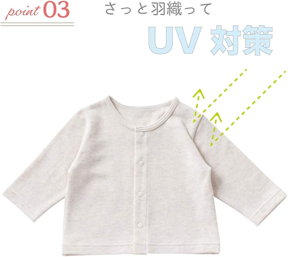 Amazon Co Jp Creme De Coco カーディガン 長袖 丸衿 ベビー 赤ちゃん はおりもの 防寒 冷房対策 綿100 日本製 服 ファッション小物