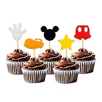 30PCS Mickey Inspired Cupcake Toppers Kids Birthday Party Cake Decoration Supplies