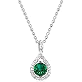 EAMTI 925 Sterling Silver Necklace for Women Cubic Zirconia Round Cut 1.25CT Pendant Necklace Dainty Jewelry for Women