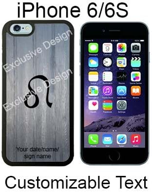 Horoscope Leo Wood Custom Personalized Case/Cover/skin for iPhone 6 / 6S - Black - Rubber Case (Ships from CA)