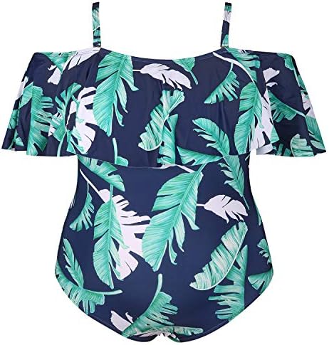 Wavely Women Plus Size Swimwear One Piece Swimsuits Ruffled Flounce Off Shoulder