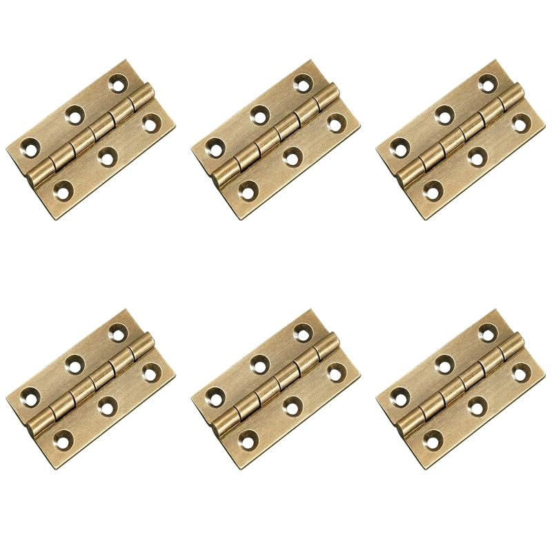 6Pcs Door Hinges,Heavy Duty Brass Folding Hinges for Gate,Window,Drawer 2inch Brass