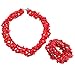 SUNYIK Red Coral Chip Necklace/Bracelt,Tumbled Stone,Jewelry Set