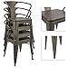 Devoko Metal Chair Indoor-Outdoor Tolix Style Kitchen Dining Chairs Stackable Arm Chairs Set of 4 (Gun)