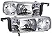 AJP Distributors Headlights Lights Lamps For Dodge Ram 1500 2500 3500 1994 1995 1996 1997 1998 1999 2000 2001 2002 94 95 96 97 98 99 00 01 02 (Chrome Housing Clear Lens Clear Reflector)