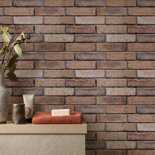 COMSTICKC 3D Bricks Wall Stickers, 10 Pieces, 30 x 40 cm, High Quality PVC Wall Stickers Panels for 3D Stone, Decorative Panels for Living Room, Bathroom, Kitchen