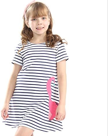 Amazon Kiki 女の子 ガールズ キッズ服 子供服 半袖 通園 通学 ドレス Aラインボーダーワンピース ワンピース チュニック 通販