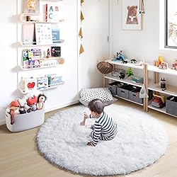 ONASAR Soft Round Area Rug for Bedroom, 6 ft White