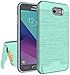 for Samsung Galaxy J7V J7 V Case, J7 Perx / J7 Sky Pro / J7 Prime/Halo / J7 2017 Case, OEAGO [Card Slot] [Brushed Texture] Heavy Duty Hybrid Dual Layer Wallet Case Cover with Kickstand - Mint