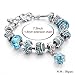 Long Way Blue Beads Carved Bracelet Sliver Plated Snake Chain Charm Strand Bracelet For Women&Men