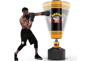 XMXAQ Punching Bag with Stand Adult Freestanding Heavy Boxing Bag with Suction Cup Base for Adult Youth, Men Stand Kickboxing Bag for Home Office Gym