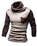 jeansian Men's Slim Long Sleeves High Neck Knit Shirt Pullover Sweater 8862