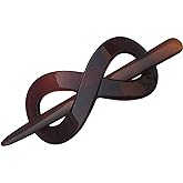 Parcelona French Infinity 3 1/2" Brown Tortoise Shell Hair Slider Pin Thru Barrette Clip with Stick for Fine Hair Women and Girls