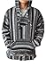 Mexican Baja Hoodie Pullover Jerga Drug Rug Sweater - Grey Black (Large)