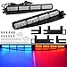 YITAMOTOR Red Blue Visor Emergency Strobe Light Bar 2-16 LED Windshield Dash Emergency Police Light, Warning Hazard Interior Flashing Split LED Visor Lights for Firefighters Vehicles Trucks (18 Inch)