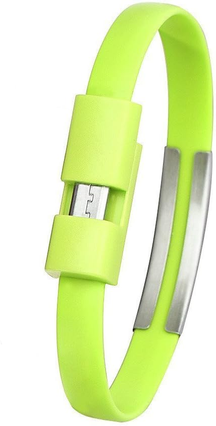 Mindz Betta Wristband Bracelet USB Charging Data Cable Cord Charger For Samsung Galaxy S5 S4 S3 Note 4, 3, 2 Tablet or Cell Phone (Green)