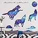 iwallsticker Creative Blue Galaxy Wolf Wall Decals Removable Stickers Living Room Decor Home Art Kids Bedroom Decal Nursery Sticker Boy Rooms Mural Children Gift Sticker Decal