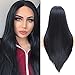 Fani Black Wig Long Straight Middle Part Synthetic Hair Wig Costume Fascinating Women Wig with Free Wig Cap (Black)