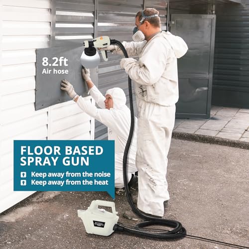Tilswall Paint Sprayer, 800W HVLP 1200ML/Min Electric Spray Paint Gun with 2.5M Air Hose, 1300ML Detachable Container, 3 Nozzle Sizes & 3 Patterns, Power Painter for Furniture, Cabinet (White)